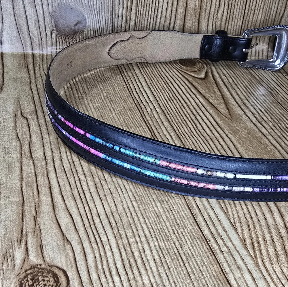 Tony Lama Women's Black Leather Belt Size 32‎